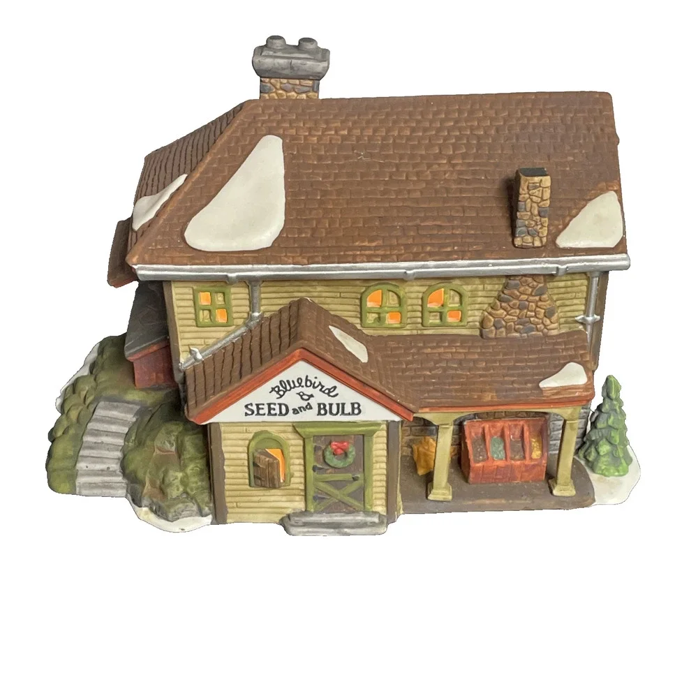 1992 Dept 56 New England Christmas Village Bluebird Seed and Bulb #56421 Works